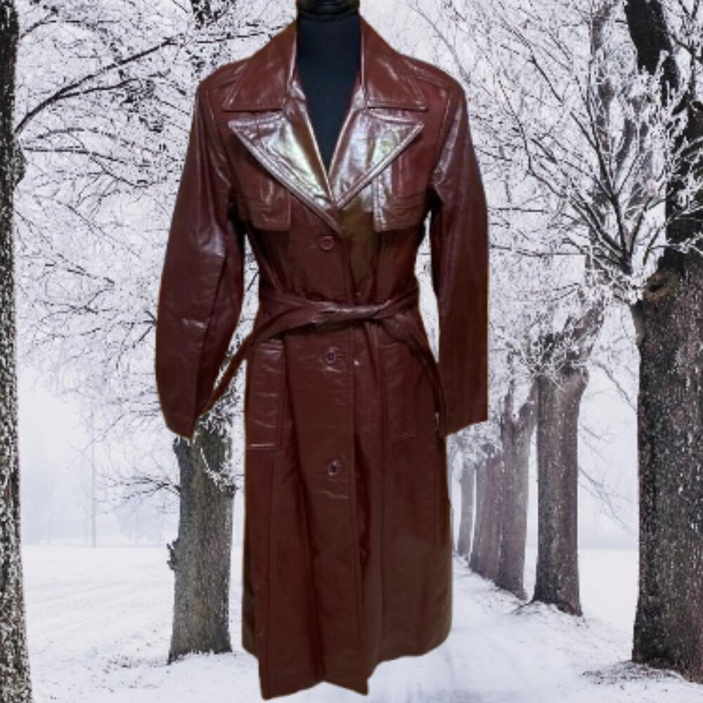 UNWORN Vintage 70s or Early 80s Leather Coat Size Small Office Daily Wear Fall